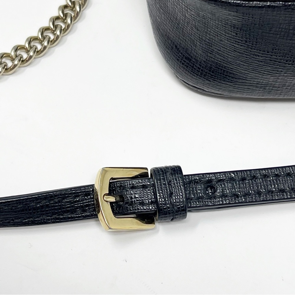 Furla Black Saffiano Leather Camera Crossbody Bag Chain Zipper Top 7x5.5 in - Picture 10 of 15